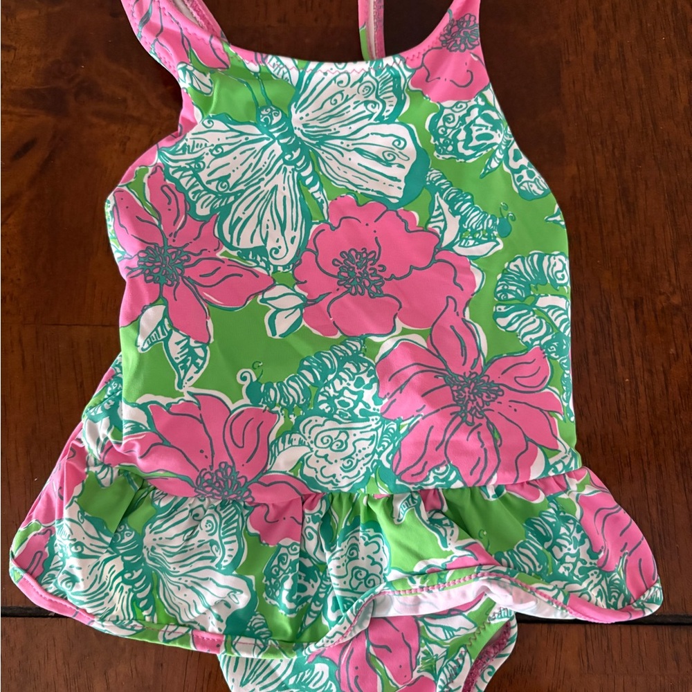 Lilly Pulitzer Kids One Piece - Vibrant Pink and Green Floral